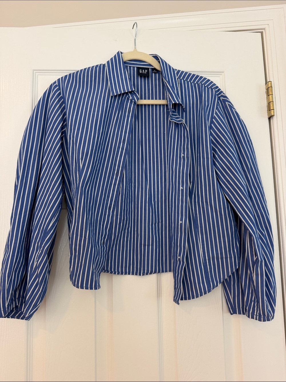 GAP Blue and White Striped Shirt Jacket